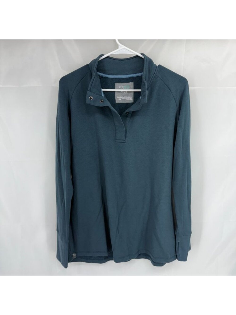 Free Fly Men XL Pullover Thermal Snap Fleece Blue Long Sleeve Performance Sport